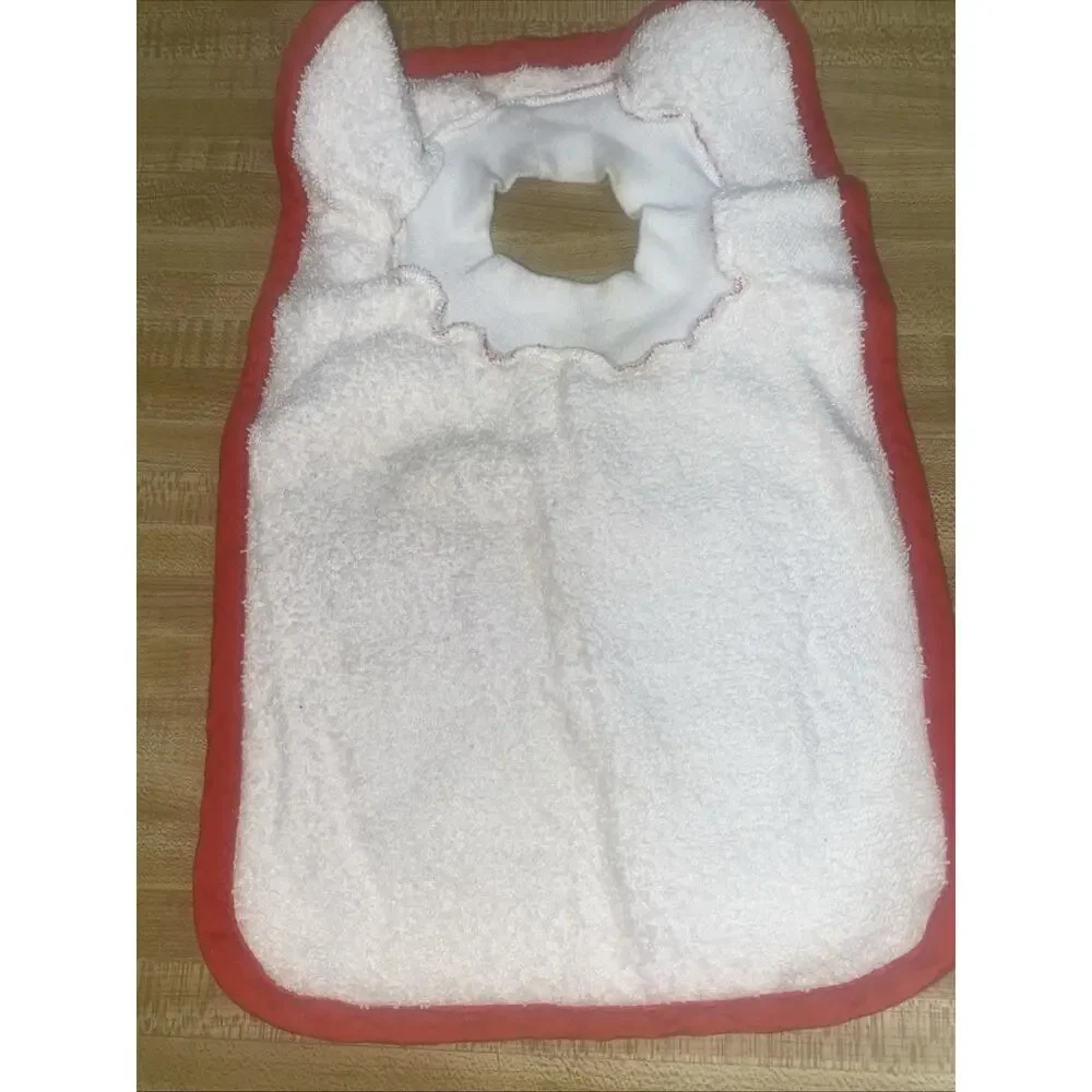 VINTAGE Red White Gingham Chicken Baby Bib Embroidery Pullover
